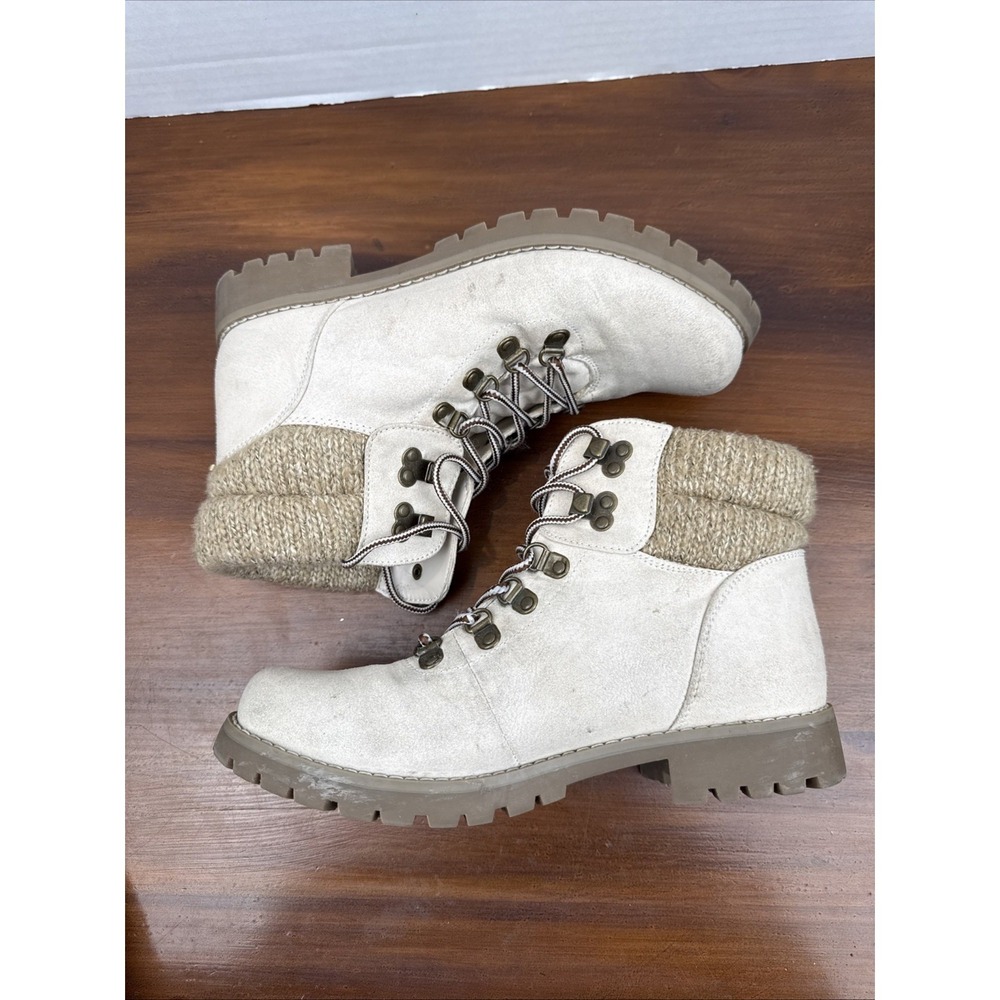 Cliffs by White Mountain Pathfield Lace Up Cuff Winter Boots size 8M Cream - Picture 9 of 13